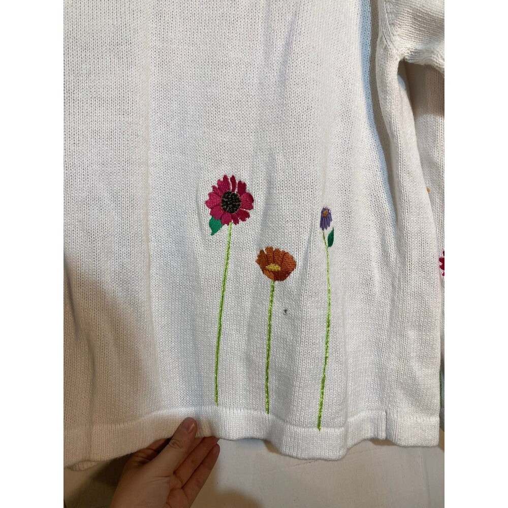 Quacker Factory Sweater XL Cottagecore Embroidere… - image 14